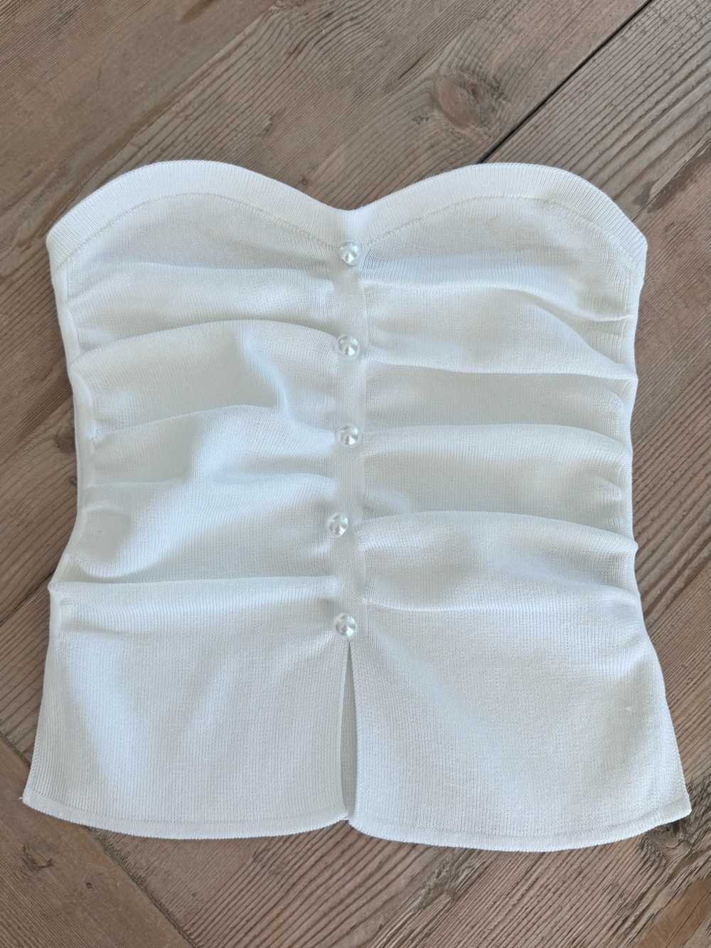 Cider white Strapless Ruched Bustier Top
